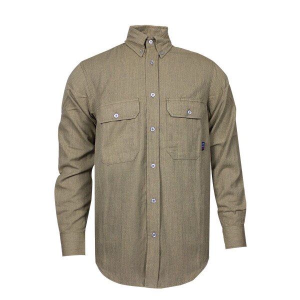 TECGEN 6oz FR Button Down Shirt in Tan